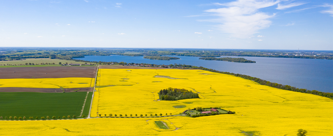 Felder bei Leezen und der Schweriner See